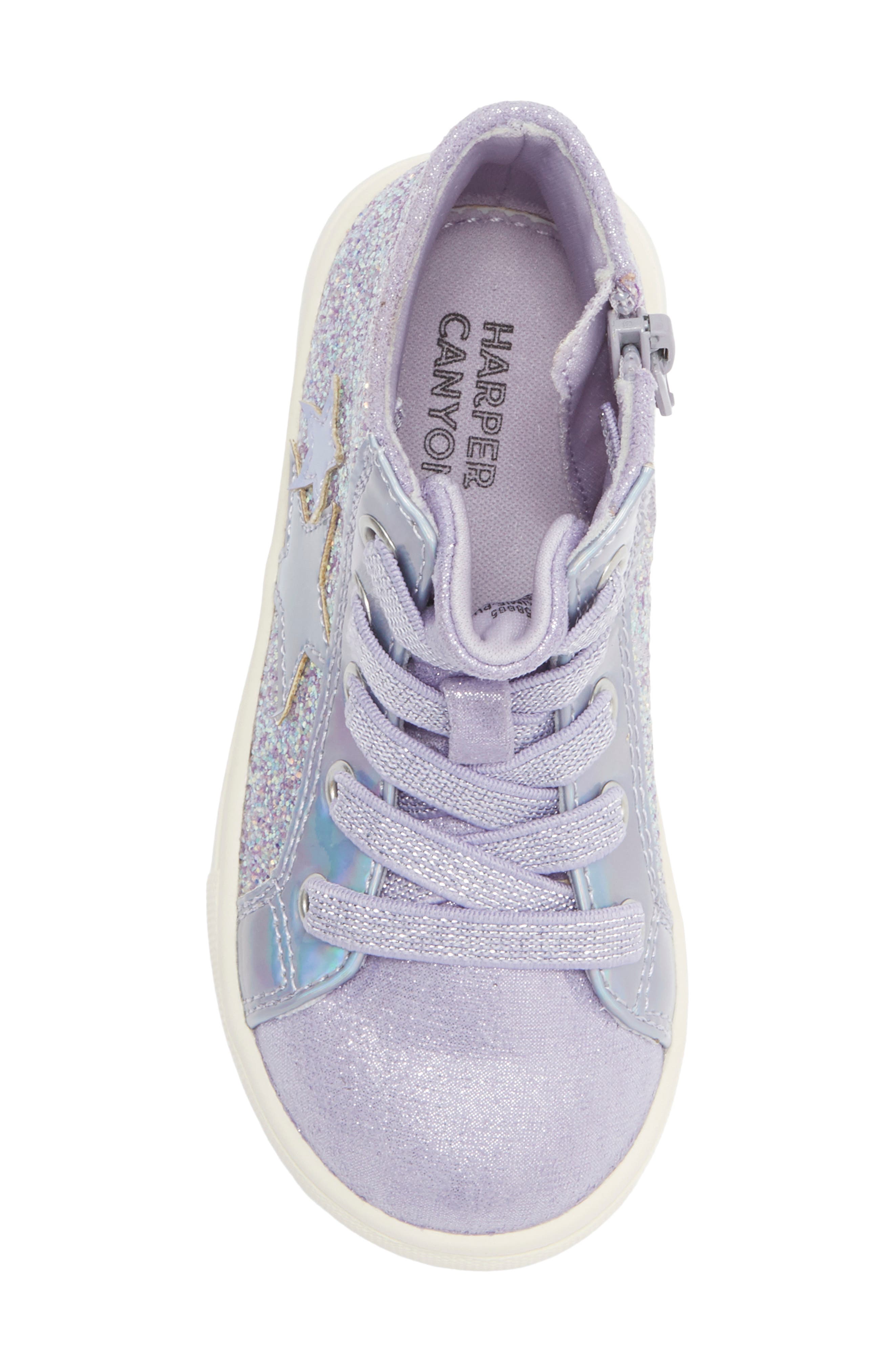 Harper Canyon Kids' Aimie High Top Sneaker, Alternate, color, Purple Glitter