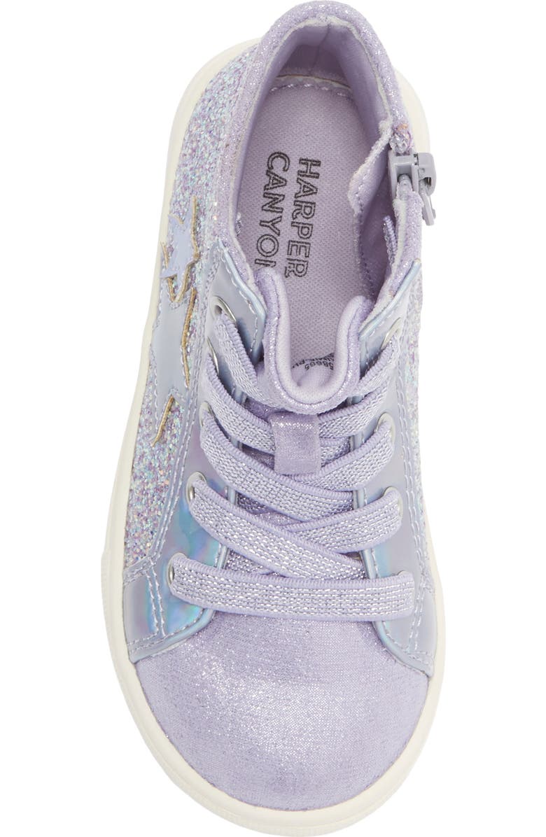 Harper Canyon Kids' Aimie High Top Sneaker, Alternate, color, Purple Glitter