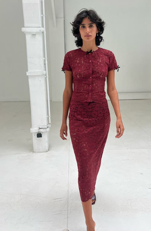 Saemdi Lace Pen Skirt In Red