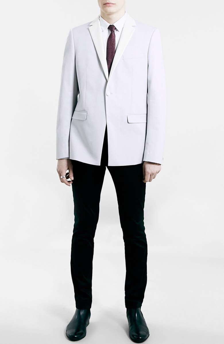 Topman Slim Fit Off White Tuxedo Jacket, Alternate, color,