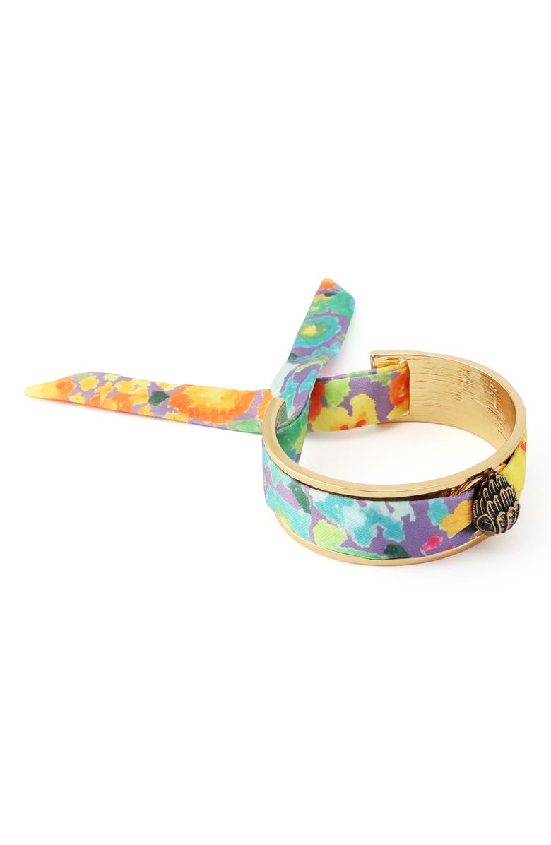 Kurt Geiger London Floral Fabric Tie Cuff Bracelet, Alternate, color, Gold/ Multi