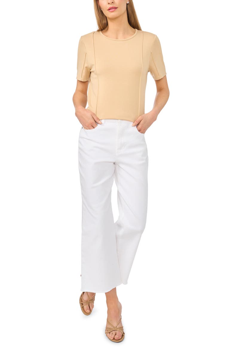 Princess Seam Short Sleeve Top, Alternate, color, PEBBLE