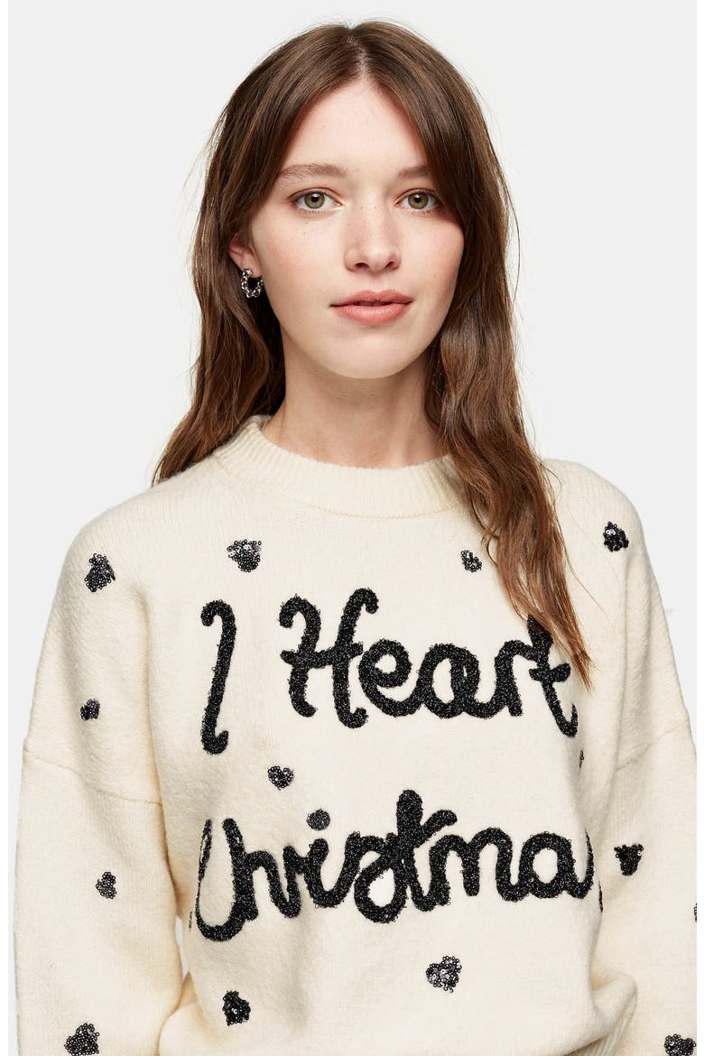 I Heart Christmas Sweater, Alternate, color, IVORY MULTI
