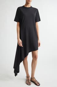 LOULOU DE SAISON Igari Asymmetric Pleated Cotton Knit Dress