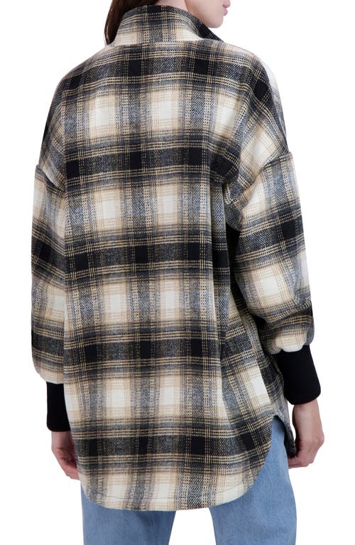 Ookie & Lala Oversize Plaid Jacket In Brown Ivory
