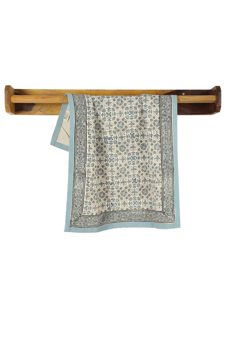 Sustainable Threads Lily - Hand Block Printed Kitchen Towel, Alternate, color, River