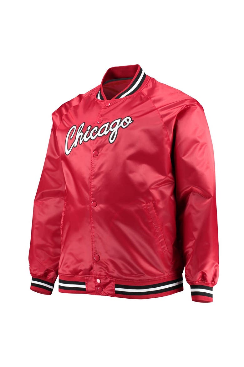 Men's Mitchell & Ness Red Chicago Bulls Big & Tall Hardwood Classics Raglan Satin Full-Snap Jacket, Alternate, color, Red