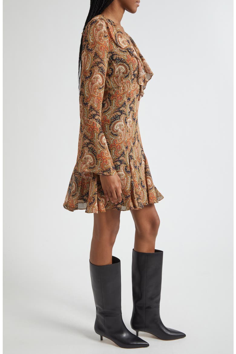 Adrienne Long Sleeve Silk Dress, Alternate, color, NAVY MULTI