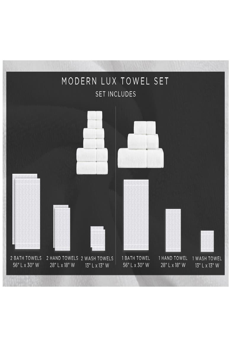 Modern Lux 6-Piece Bath Towel, Hand Towel & Washcloth Set, Alternate, color, COAL