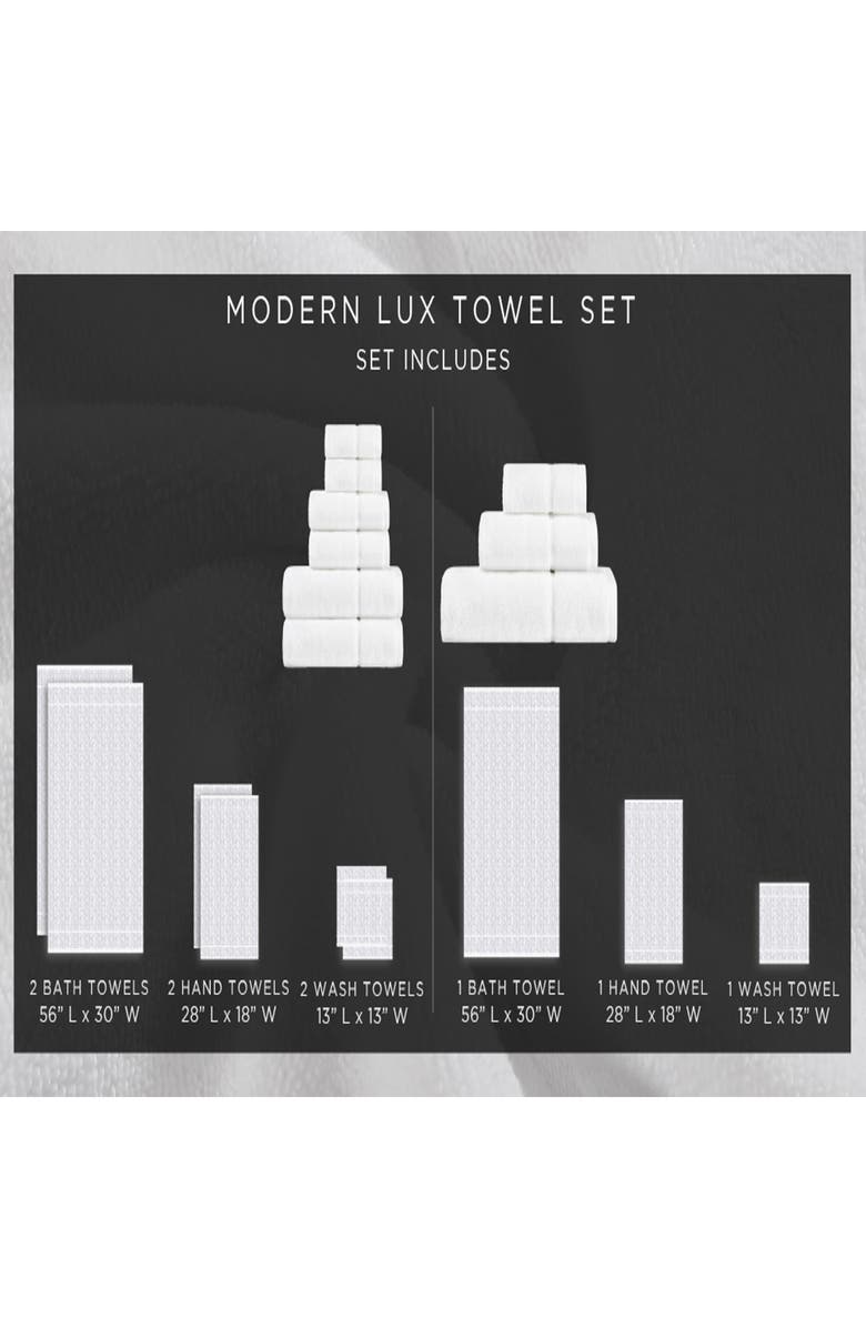 Vera Wang Modern Lux 6-Piece Bath Towel, Hand Towel & Washcloth Set, Alternate, color, Coal