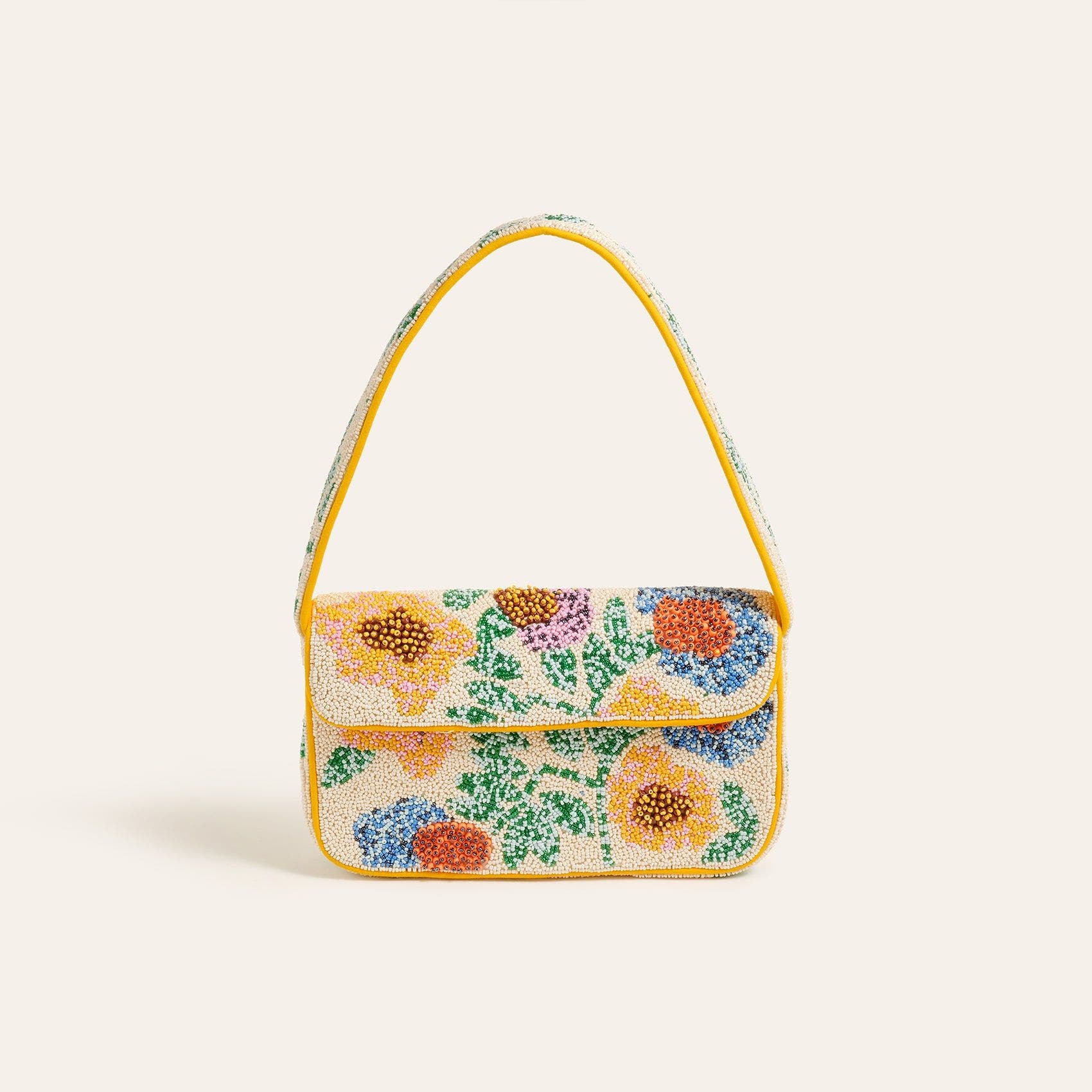 Zsa Zsa Zsu Delhi Beaded 100% Polyester Shoulder Bag 9X6 In, Main, color, Yellow