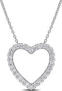 Created Forever Sterling Silver Lab Grown Diamond Open Heart Pendant Necklace