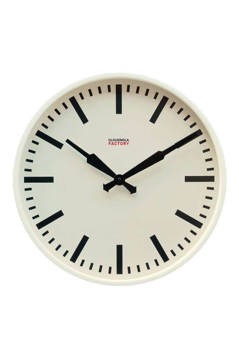 Factory Wall Station Clock, Main, color, WHITE