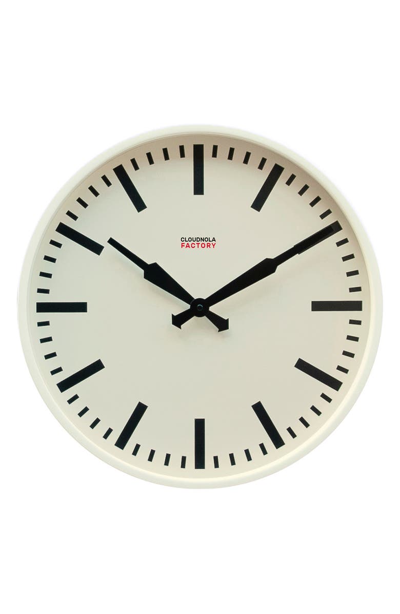 CLOUDNOLA Factory Wall Station Clock, Main, color, White