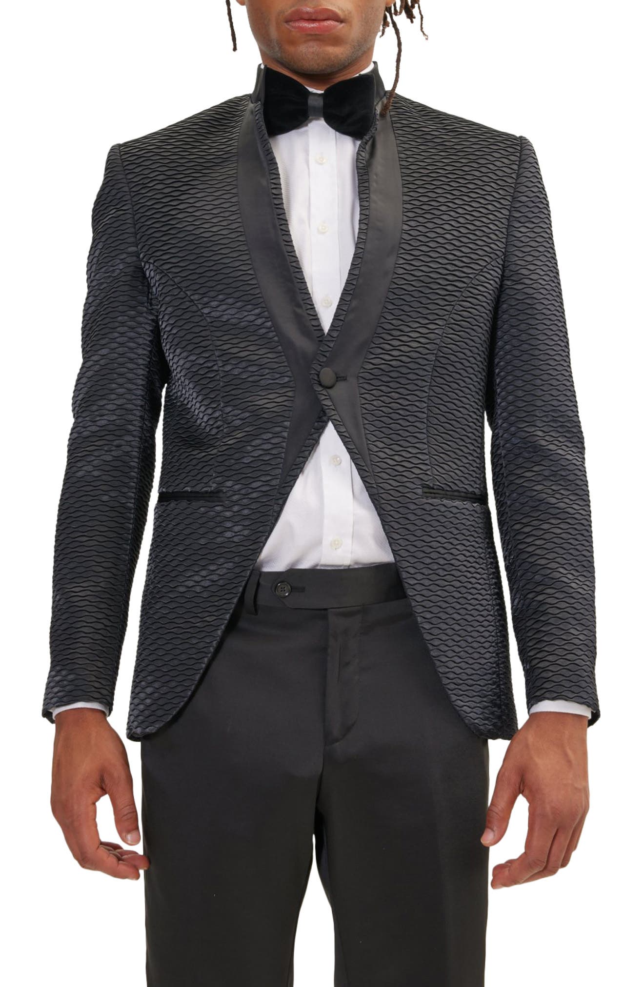 Textured Satin Tuxedo Jacket