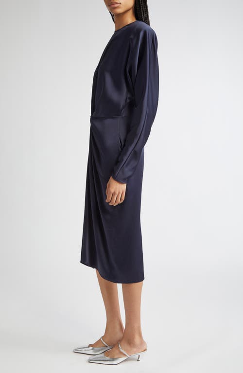 Stella Mccartney Draped Long Sleeve Satin Dress In Multi