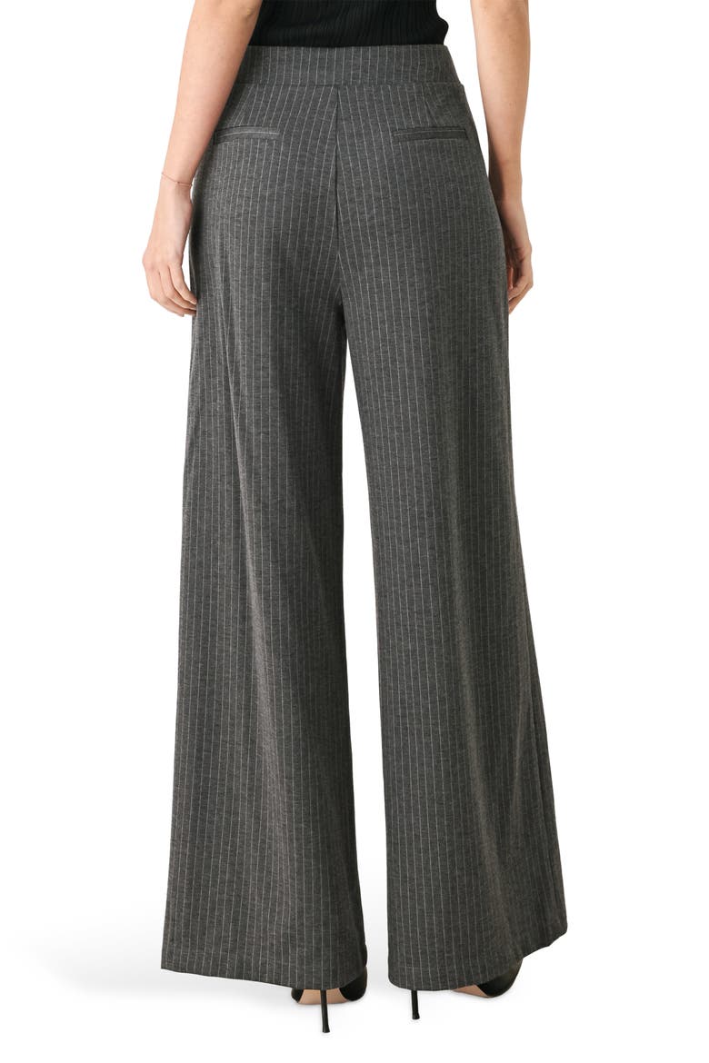 Pinstripe Wide Leg Pants, Alternate, color, CHARCOAL/ WHITE