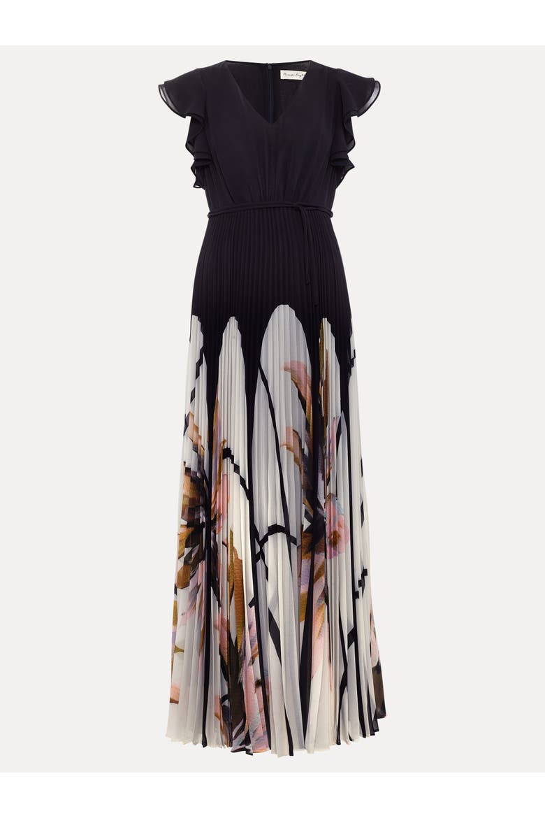 Uma Pleated Floral Maxi Dress, Alternate, color, Black Mu
