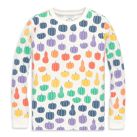 Kids Organic Long Sleeve Pj Top In Halloween Prints