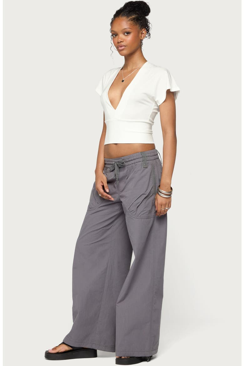 Mundy Deep V-Neck Crop Top, Alternate, color, WHITE