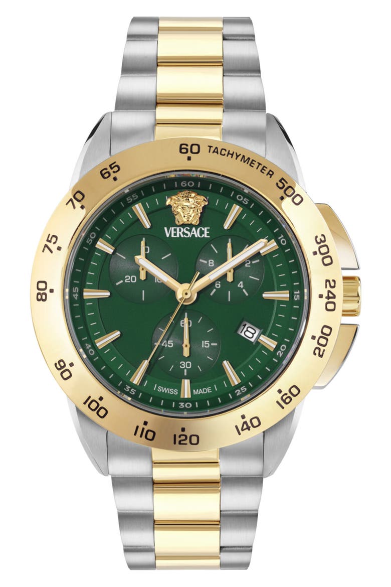 V-Sport Chrono Bracelet Watch, 44mm, Main, color, GREEN/ TWO TONE