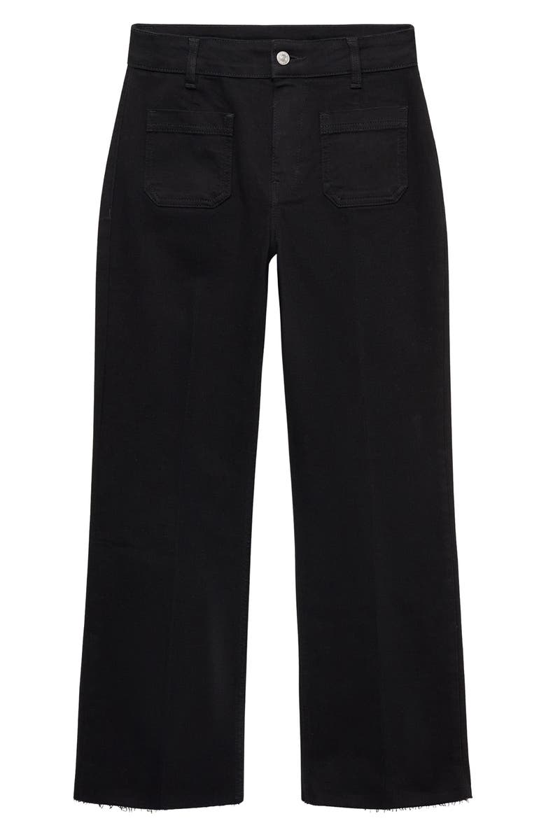 MANGO Alex Raw Hem Patch Pocket Crop Flare Jeans, Alternate, color, 