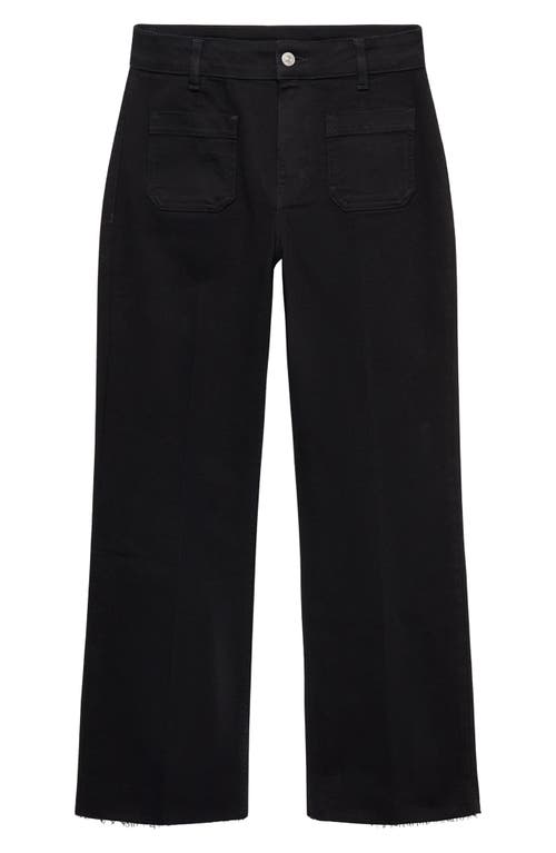 Shop Mango Alex Raw Hem Patch Pocket Crop Flare Jeans In Black Denim