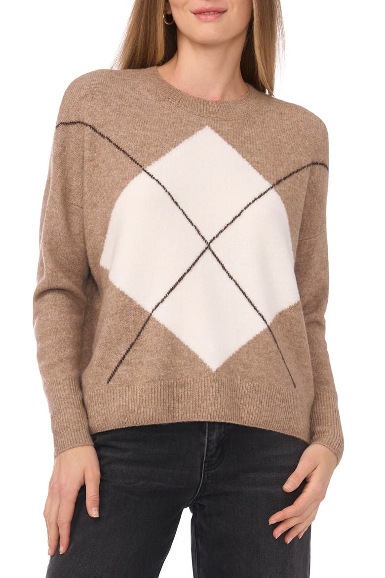 Large Argyle Sweater, Main, color, TAUPE
