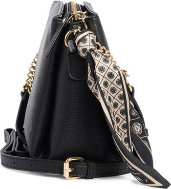 Triple Section Crossbody Bag with Scarf