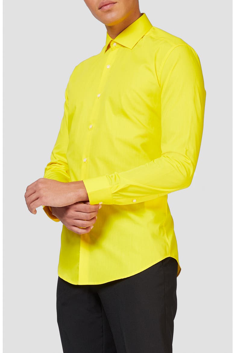 Yellow Fellow Modern Tailored Fit Wrinkle Resistant Button-Up Shirt, Alternate, color, YELLOW