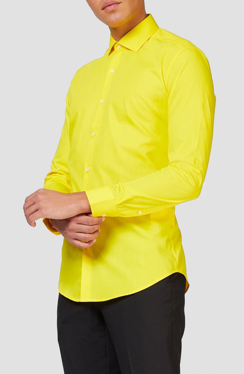 OppoSuits Yellow Fellow Modern Tailored Fit Wrinkle Resistant Button-Up Shirt, Alternate, color, Yellow