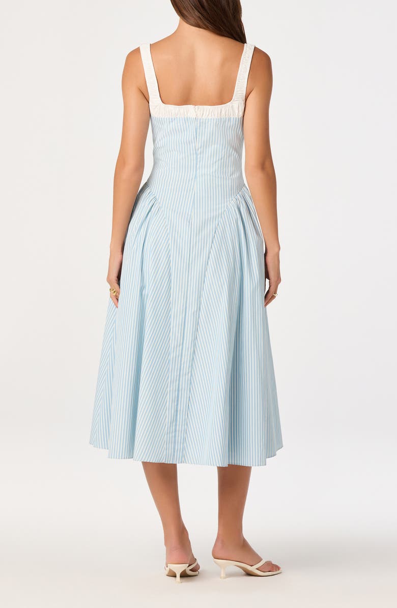 ASTR the Label Hazel Ticking Stripe Midi Dress, Alternate, color, Blue Stripe