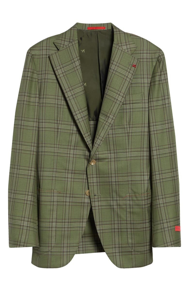 ISAIA Delain Check Wool Sport Coat, Main, color, Verde Segr 600