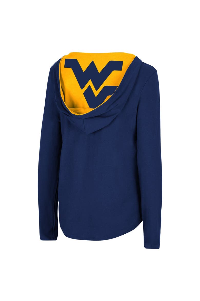 Women's Colosseum Navy West Virginia Mountaineers Catalina Hoodie Long Sleeve T-Shirt, Alternate, color, Navy