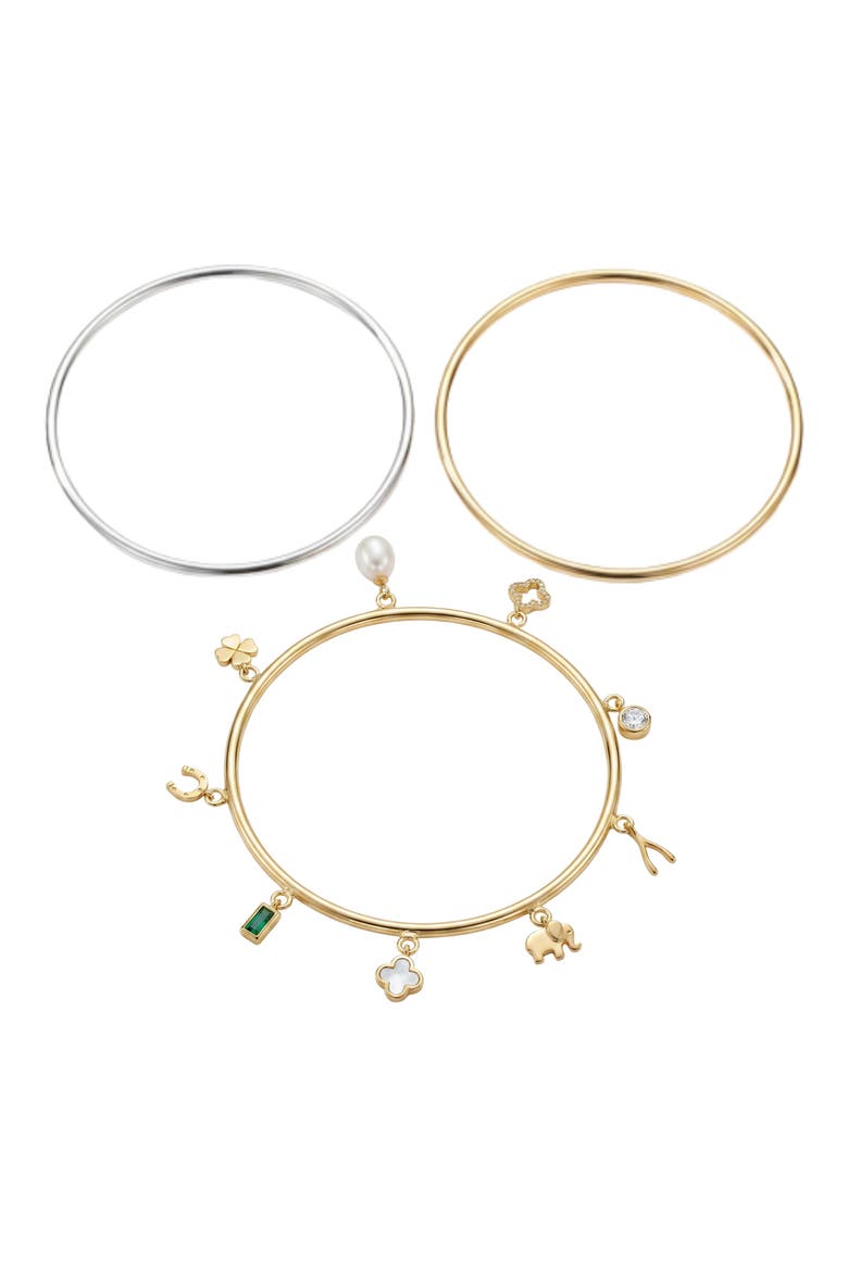 Luck Set of 3 Bangle Bracelets, Main, color, TWO TONE