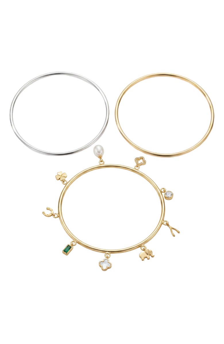 ARGENTO VIVO Luck Set of 3 Bangle Bracelets, Main, color, Two Tone