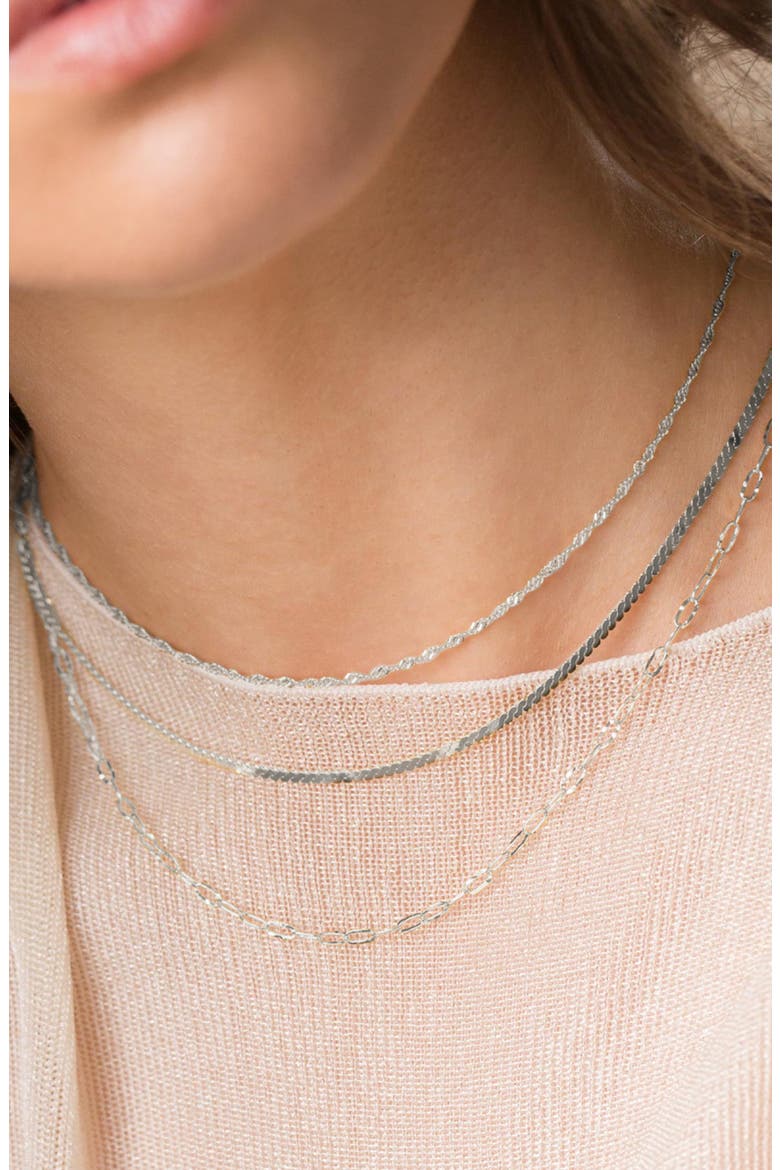 Sterling Silver 18k Gold Plated Ashley Necklace Dainty Everyday Jewelry, Alternate, color, Silver