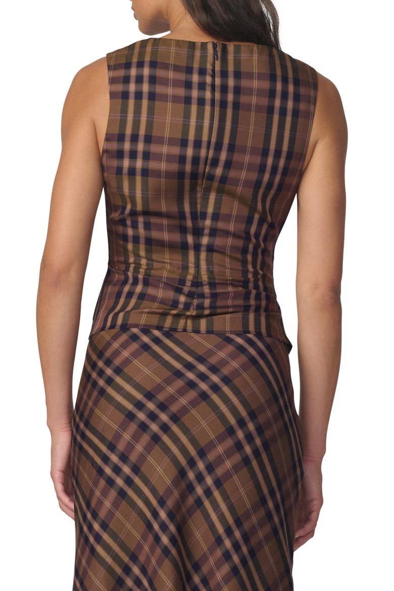 The Meg Ruched Sleeveless Top, Alternate, color, CAMEL PLAID