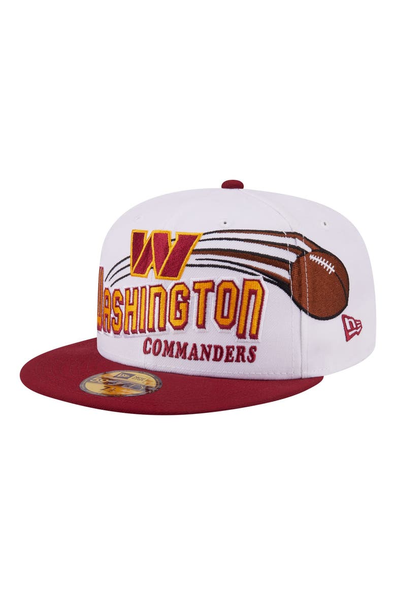 Men's New Era White/Burgundy Washington Commanders Retro Swoop 59FIFTY Fitted Hat, Alternate, color, White