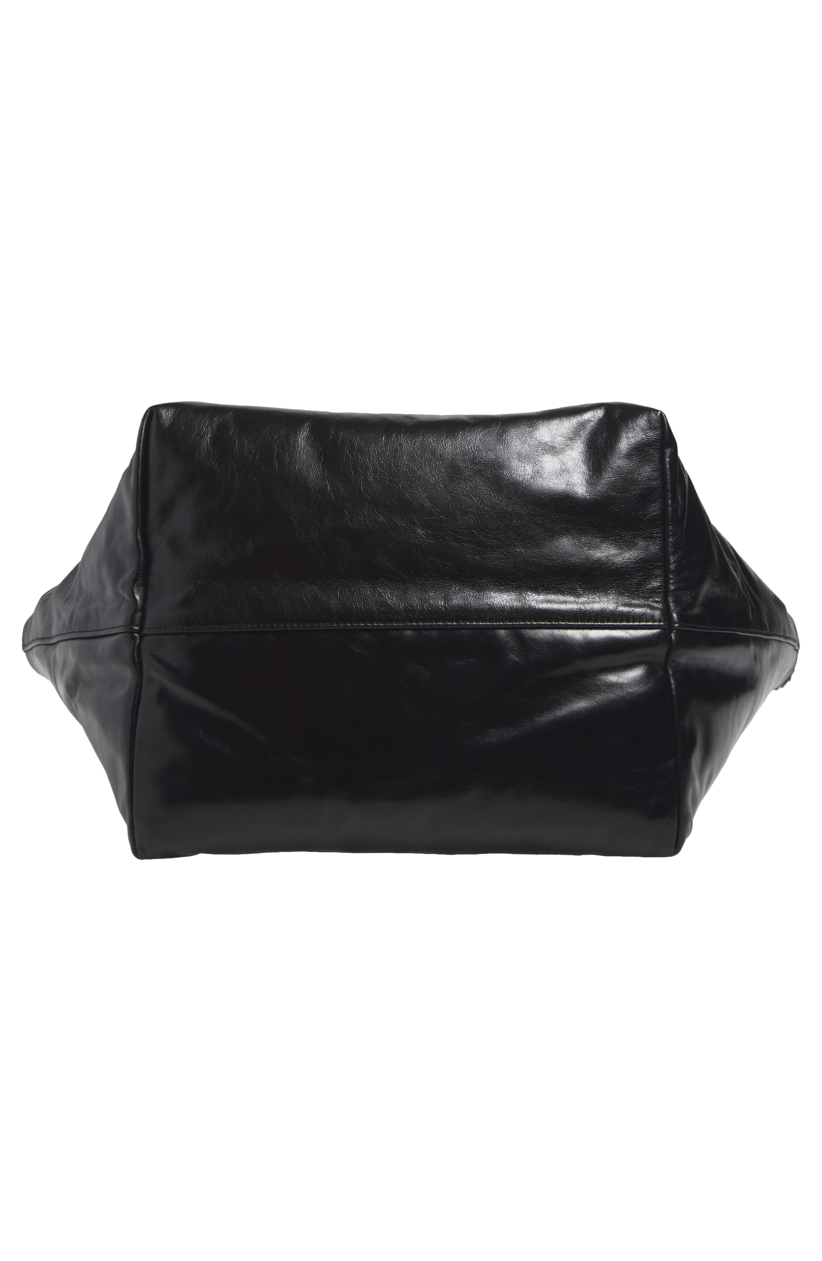 Punch Genuine Shearling Lined Leather Tote, Alternate, color, BLACK