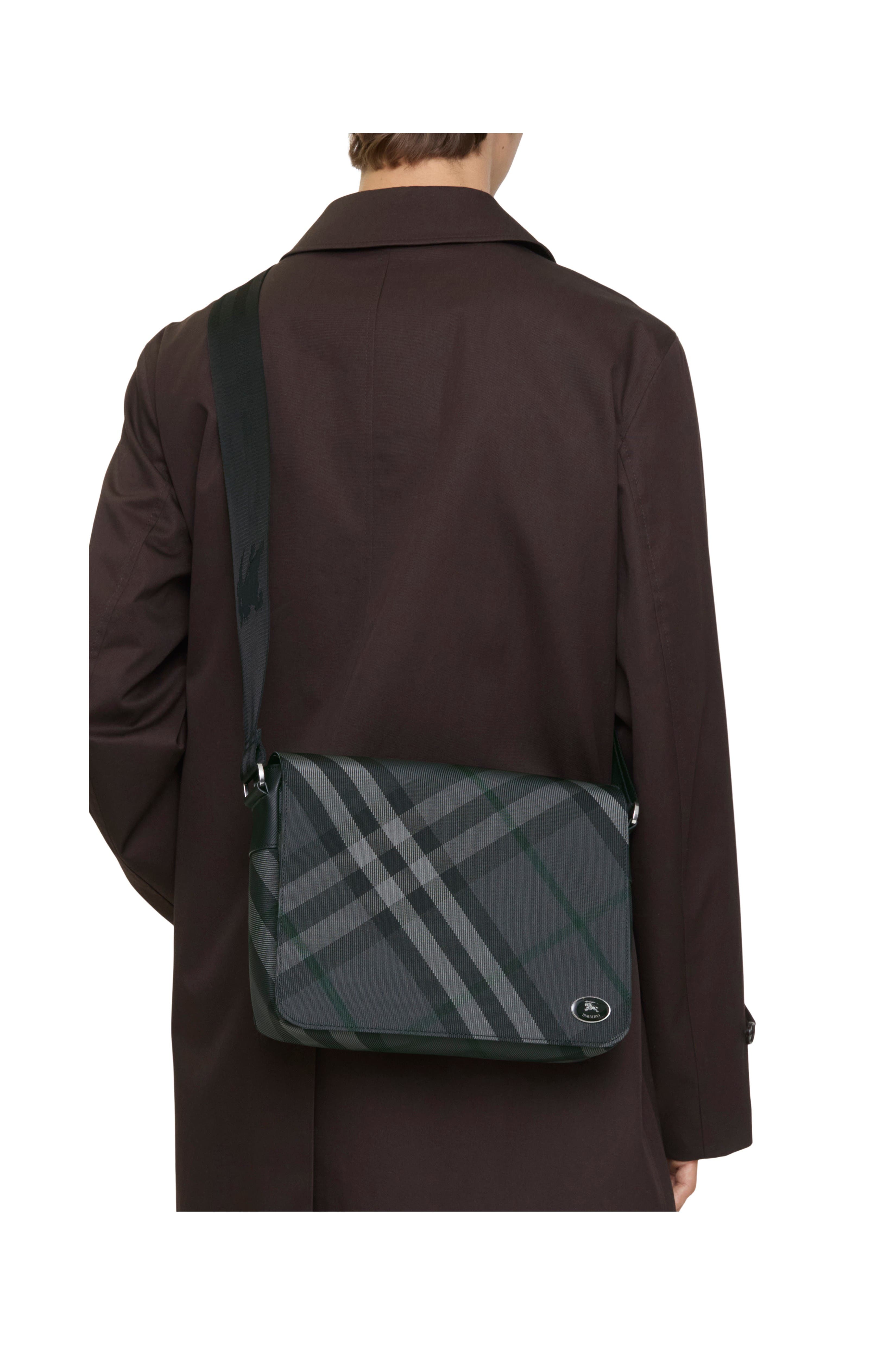 Burberry Grid Messenger Bag, Alternate, color, Charcoal Grey