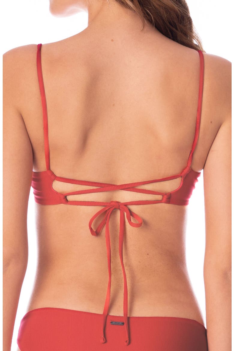 Red Camelia Dainty Reversible Underwire Bikini Top, Alternate, color, RED