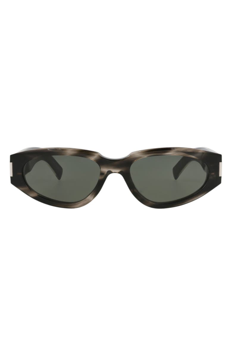 Saint Laurent 56mm Oval Sunglasses, Main, color, Havana Crystal Grey