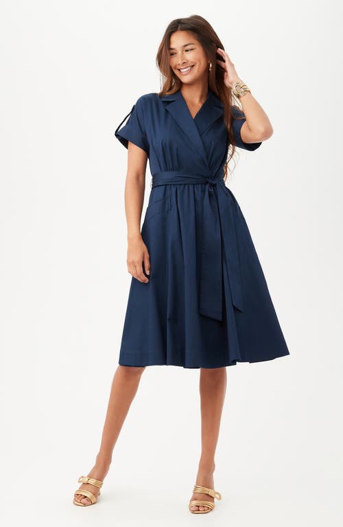 Trina Turk Commodore Fit And Flare Shirtdress In Blue