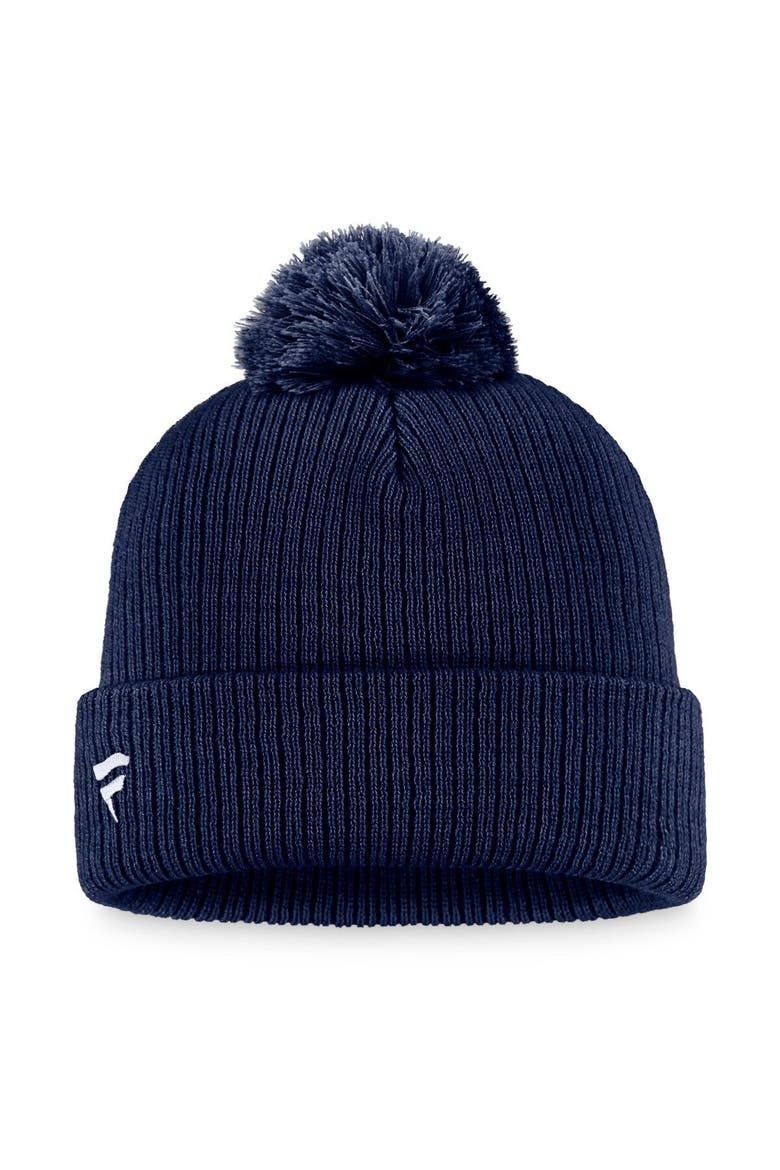 Men's Fanatics Branded Navy Columbus Blue Jackets Core Primary Logo Cuffed Knit Hat with Pom, Alternate, color, Navy