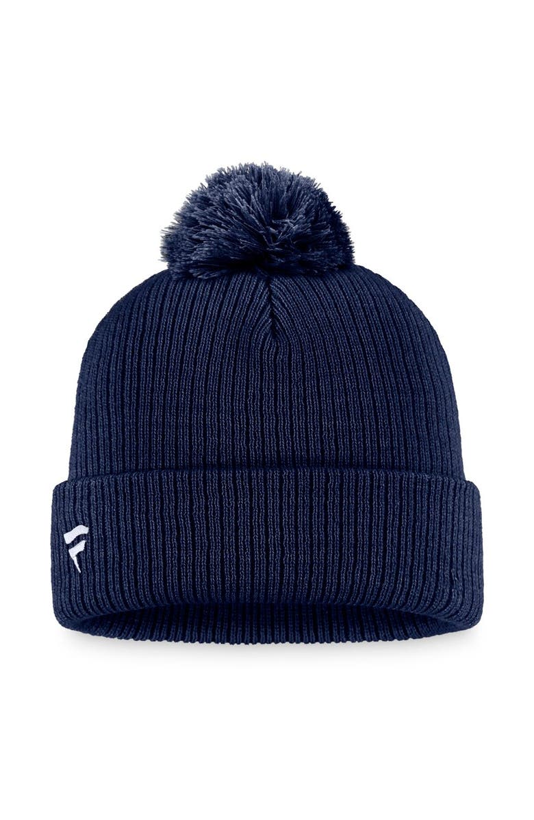 FANATICS Men's Fanatics Branded Navy Columbus Blue Jackets Core Primary Logo Cuffed Knit Hat with Pom, Alternate, color, 