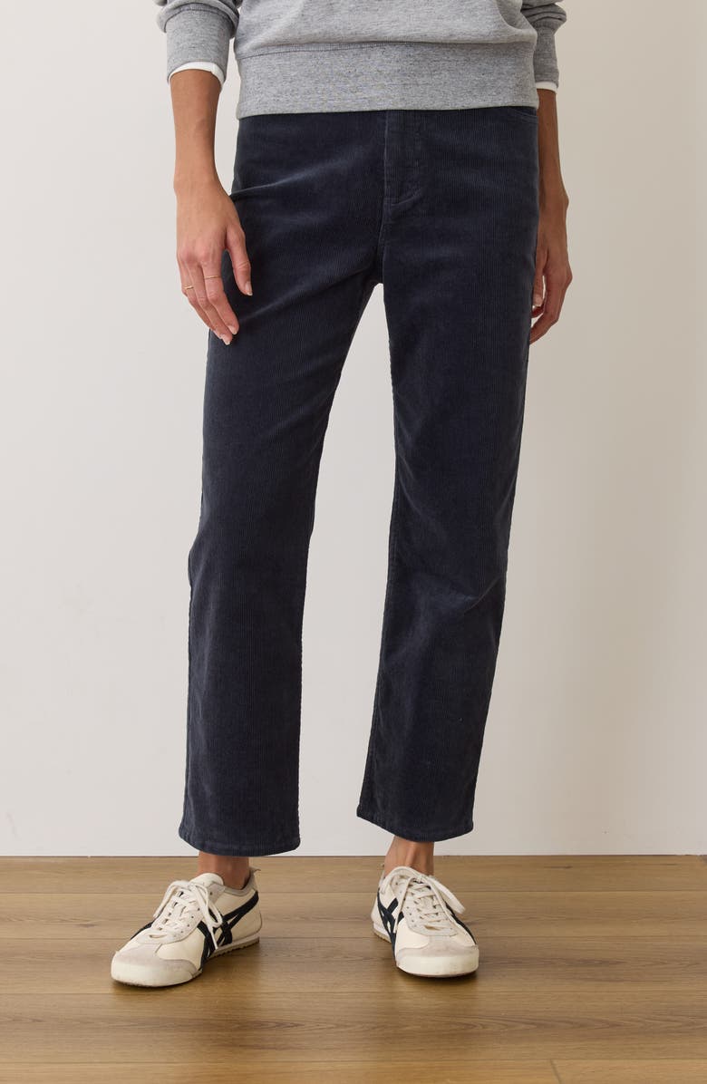 Marine Layer Charlie Corduroy Ankle Straight Leg Pants, Alternate, color, Navy