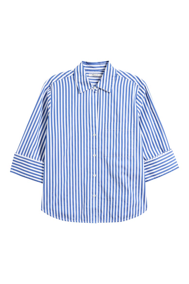 The Signature Y-Neck Shirt in Poplin, Alternate, color, FRENCH BLUE