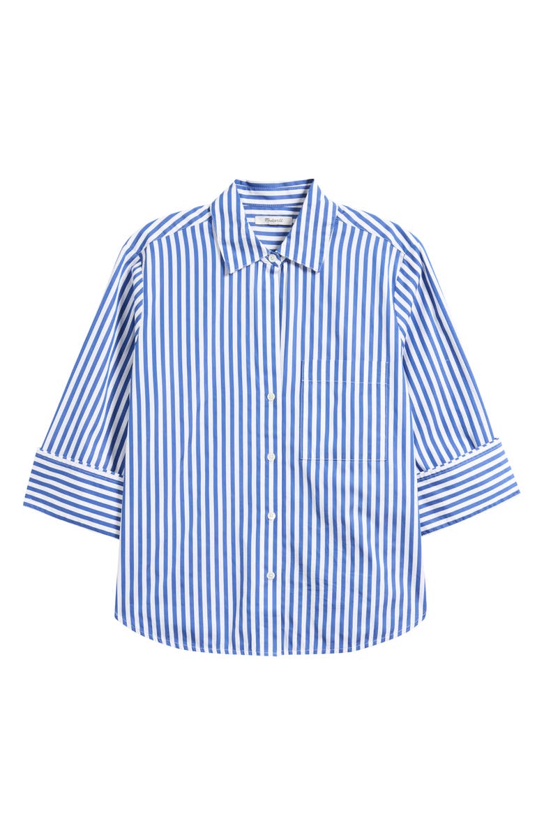 Madewell The Signature Y-Neck Shirt in Poplin, Main, color, French Blue