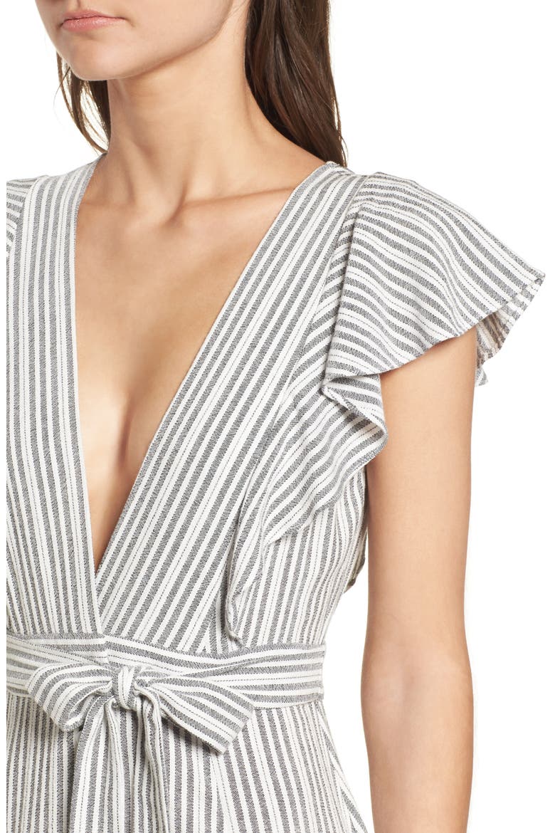 Kika Tie Waist Midi Dress, Alternate, color, GREY